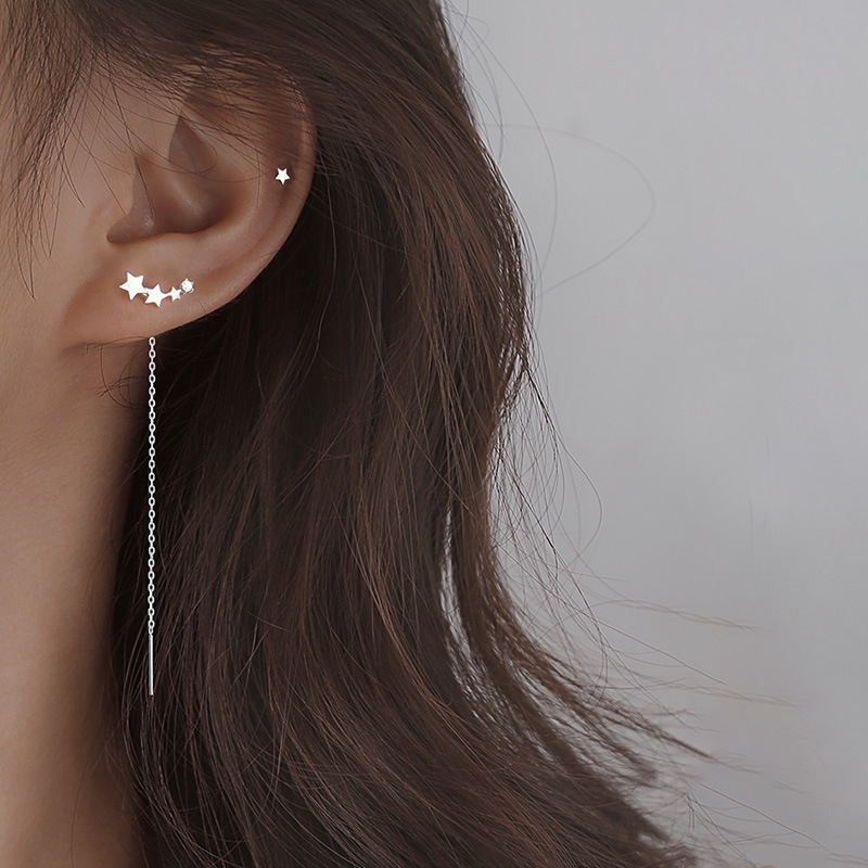 925 Sterling Silver Long Chain Dangle Earring