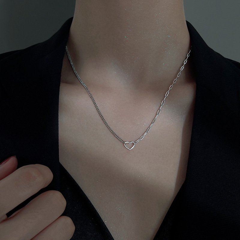 925 Sterling Silver Pendant Necklace Unique Casual Heart Design