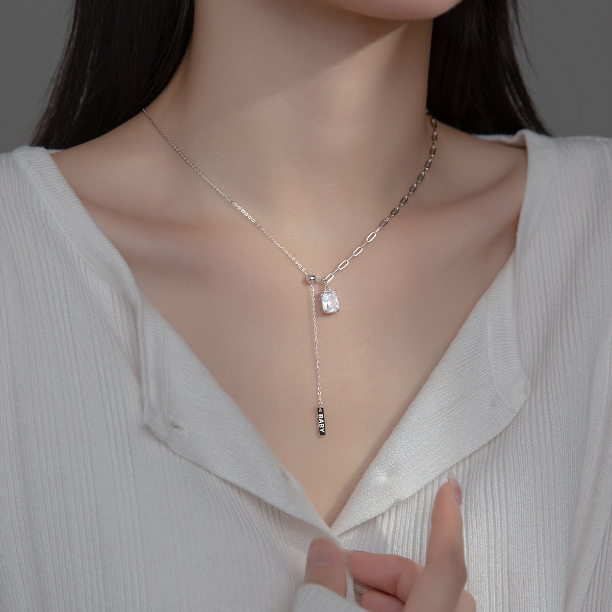 925 Sterling Silver Necklace Pendant with Zircon