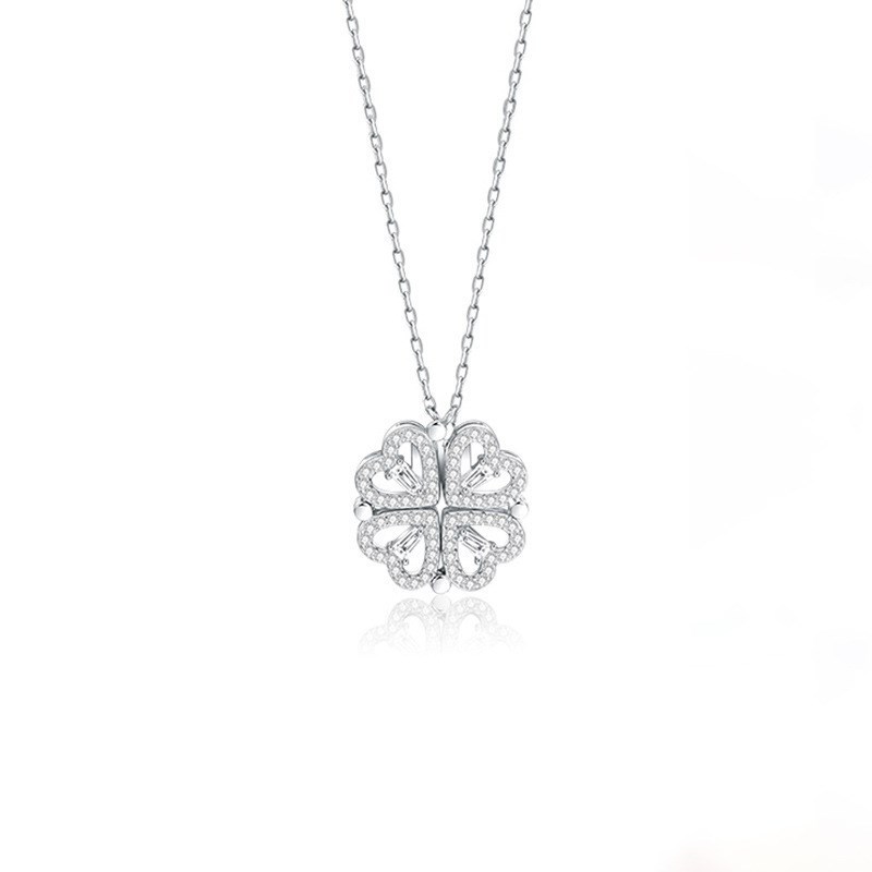 925 Stelring Silver Pendant Necklace with Zircons Elegant