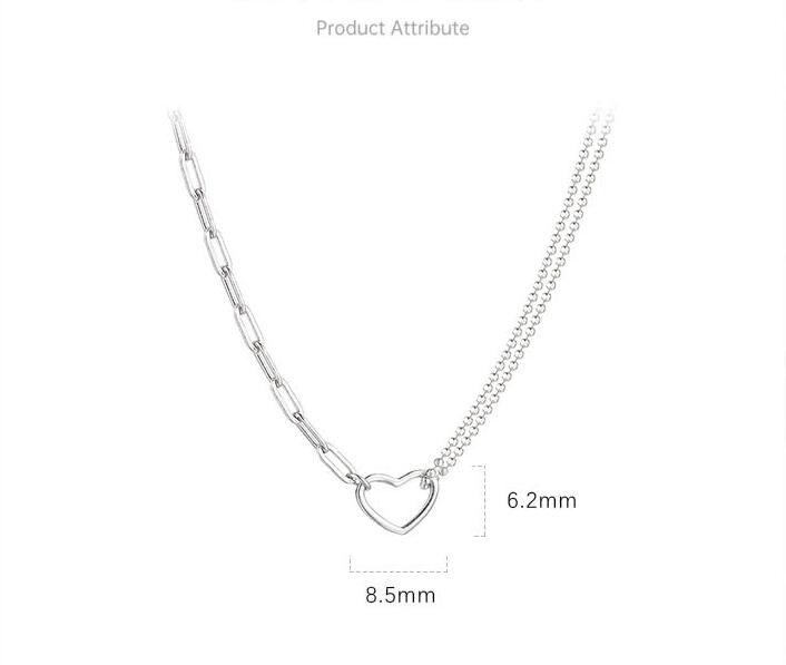 925 Sterling Silver Pendant Necklace Unique Casual Heart Design