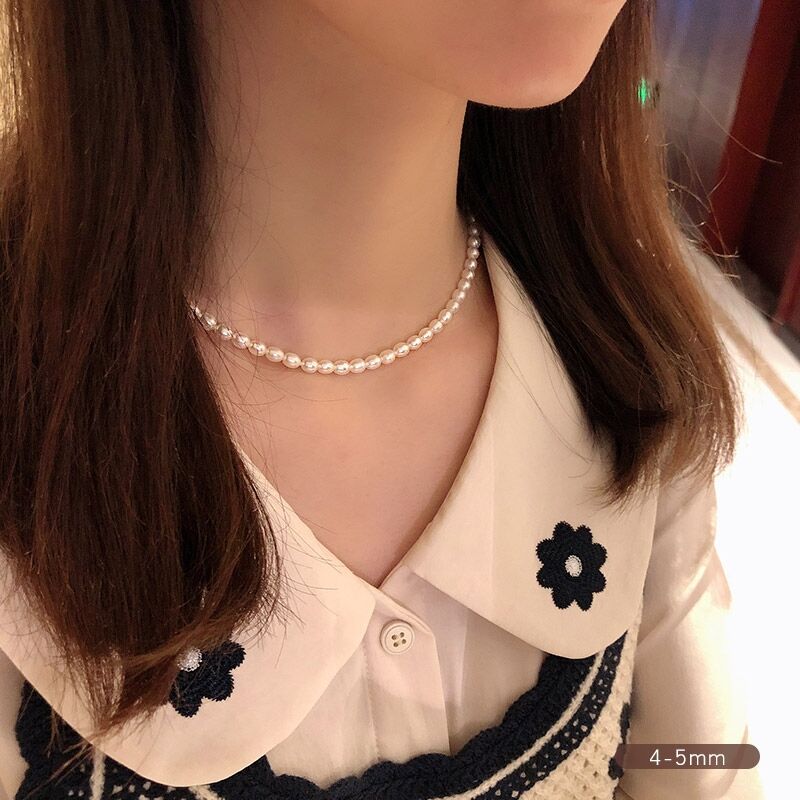 Freshwater Pearl Necklace Oval Rice Pearl Necklace For Women