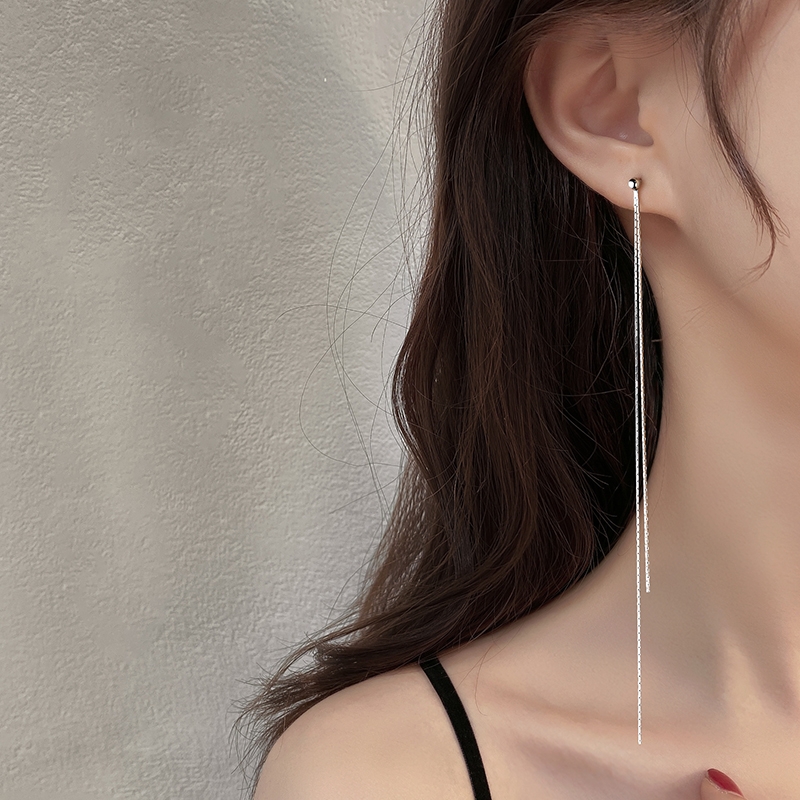 925 Sterling Silver Long Chain Dangle Earring