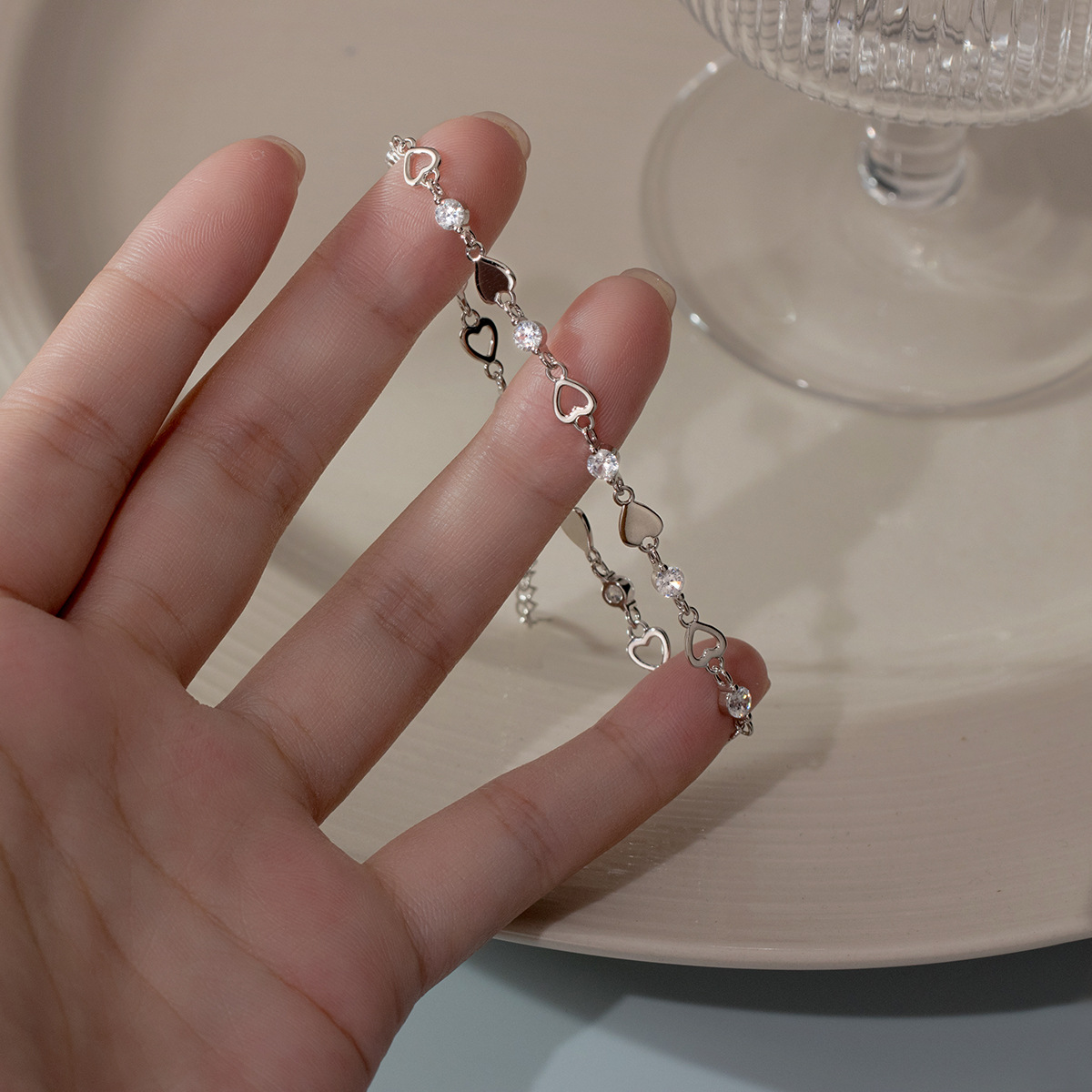 925 Sterling Silver Fashion Bracelet with Cubic Zirconia for Girls