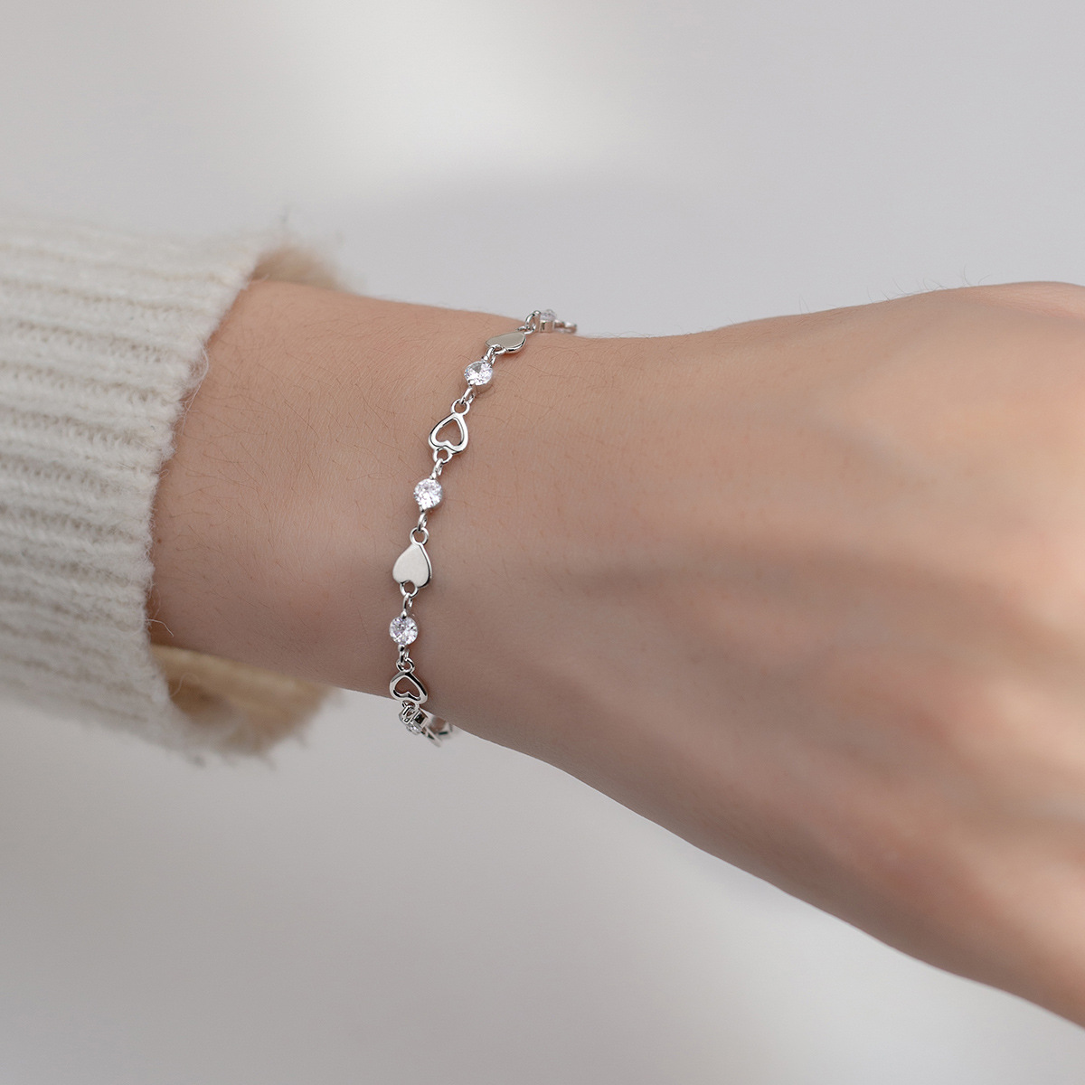 925 Sterling Silver Fashion Bracelet with Cubic Zirconia for Girls