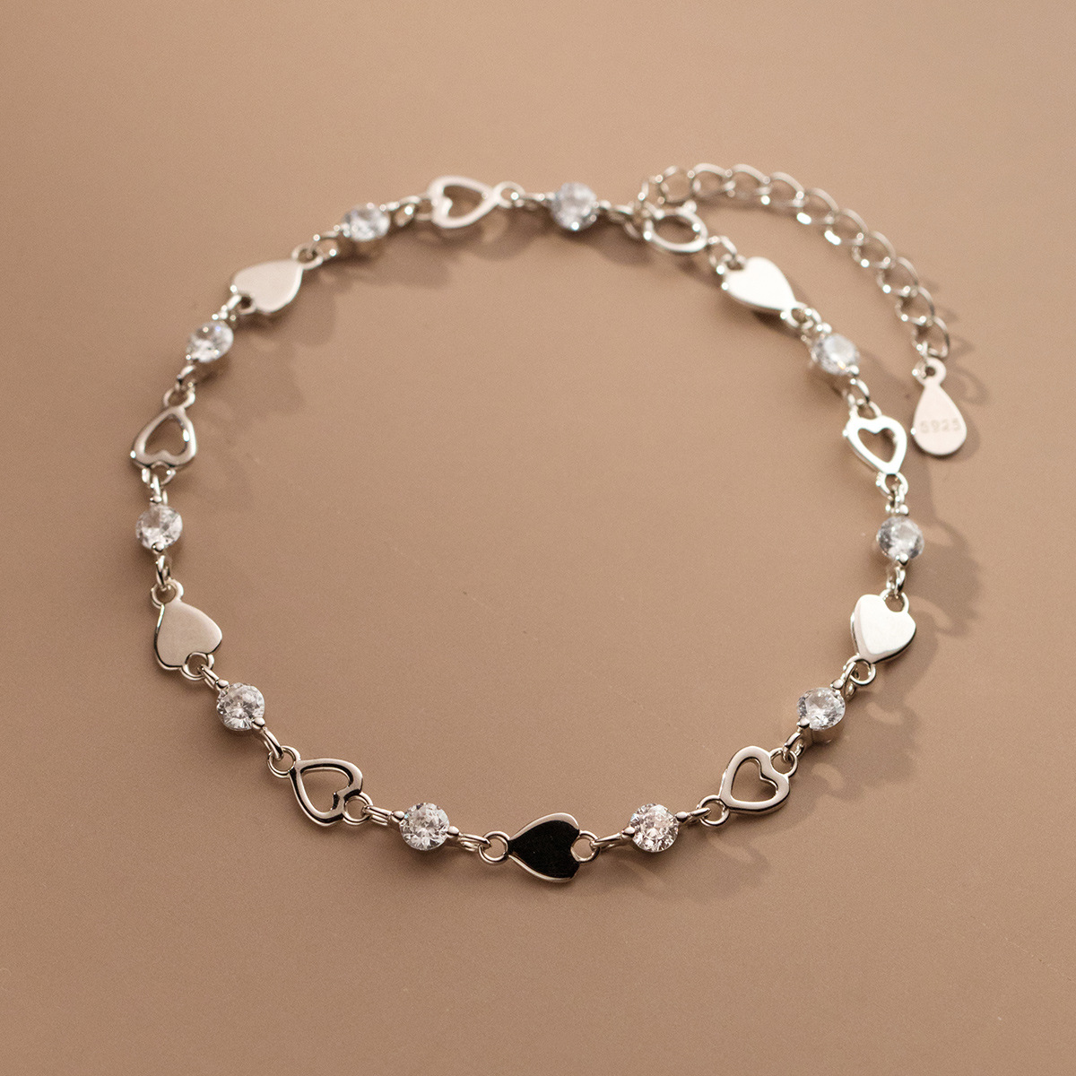 925 Sterling Silver Fashion Bracelet with Cubic Zirconia for Girls