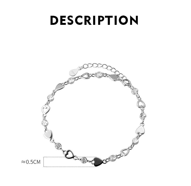 925 Sterling Silver Fashion Bracelet with Cubic Zirconia for Girls