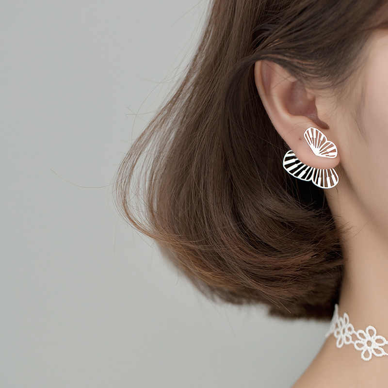 925 Sterling Silver Drop Earrings Front Back Butterfly Style Elegant