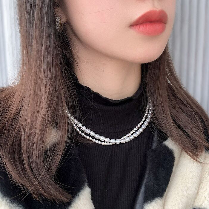 Freshwater Pearl Necklace Oval Rice Pearl Necklace For Women