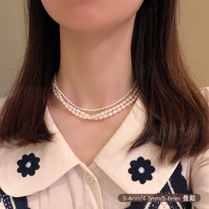 Freshwater Pearl Necklace Oval Rice Pearl Necklace For Women