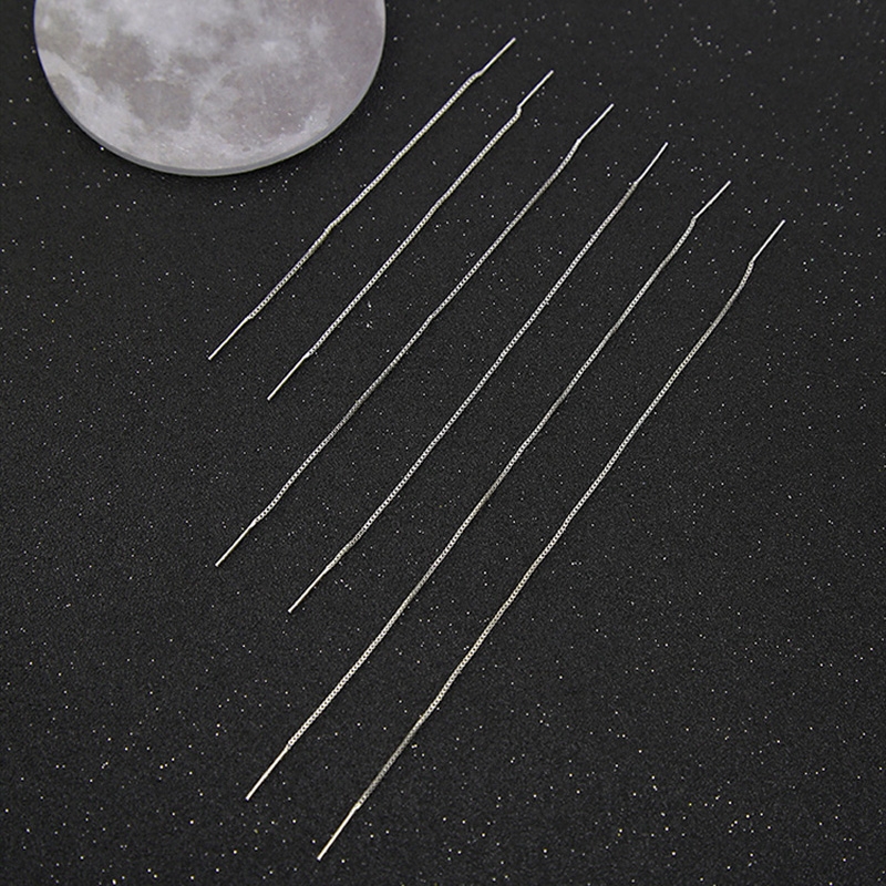 Silver Thread Earrings 925 Sterling Long Chain Earrings Minimalist Style