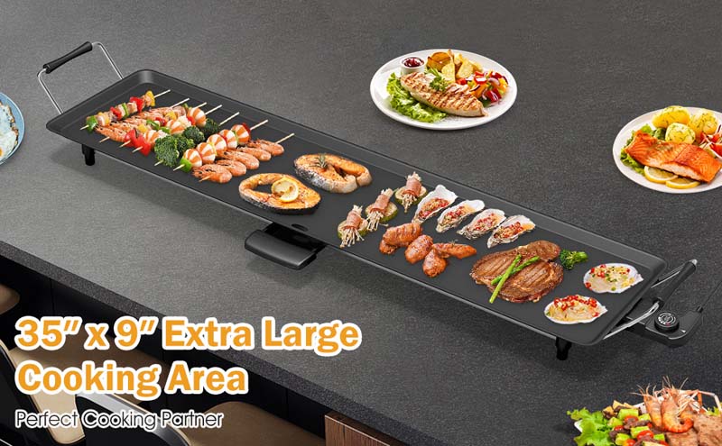 Eletriclife Electric Teppanyaki Table Top Grill Griddle with Adjustable Temperature