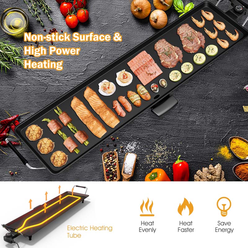 Eletriclife Electric Teppanyaki Table Top Grill Griddle with Adjustable Temperature