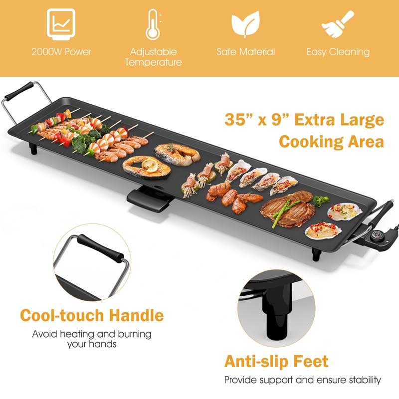 Eletriclife Electric Teppanyaki Table Top Grill Griddle with Adjustable Temperature