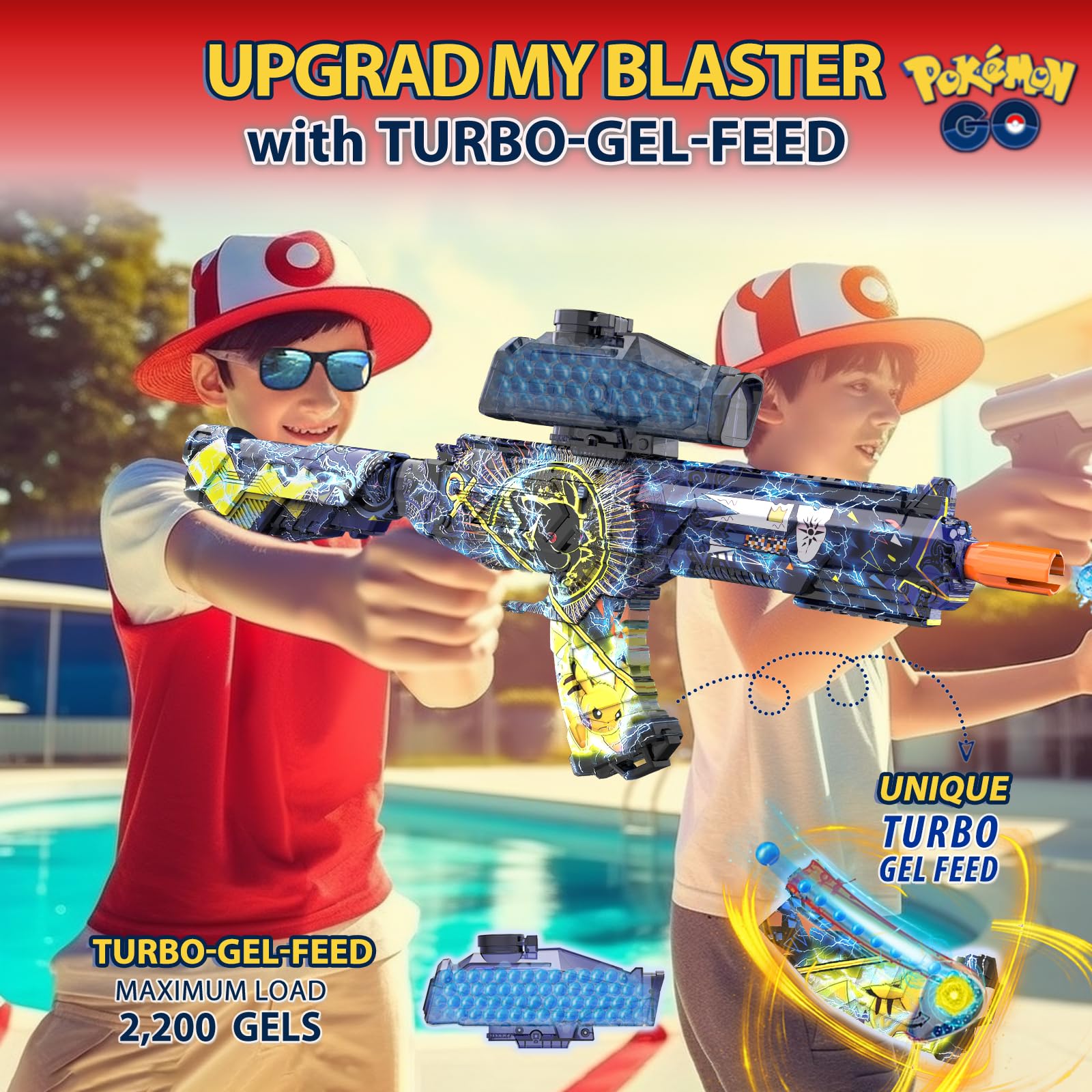 JIFTOK Electric Gel Ball Blaster - Automatic Splatter Ball Gun With 40000+ Gels, Goggles, Rechargeable Battery (Blue)