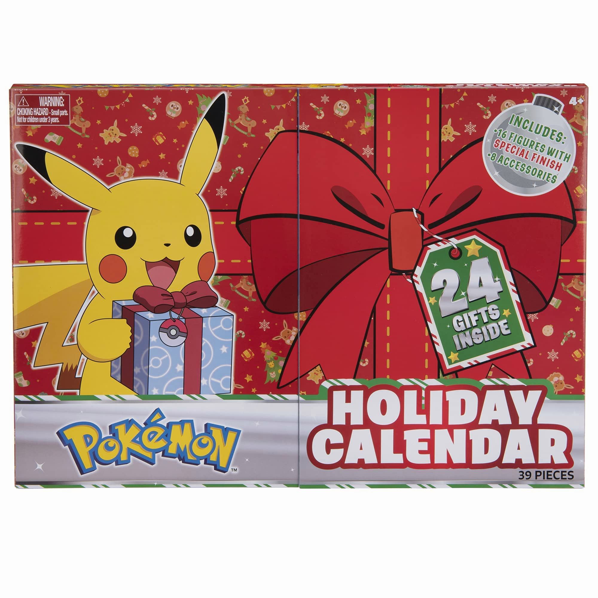Pokemon Holiday Advent Calendar for Kids, 24 Piece Gift Playset - Set  Includes Pikachu, Eevee, Jigglypuff and More - 16 Toy Character Figures & 8