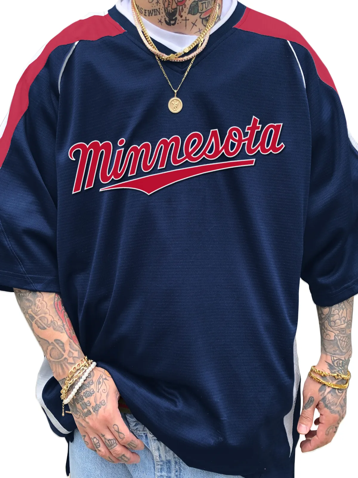 Minnesota Twins Short Sleeve V-Neck Jersey Shirt