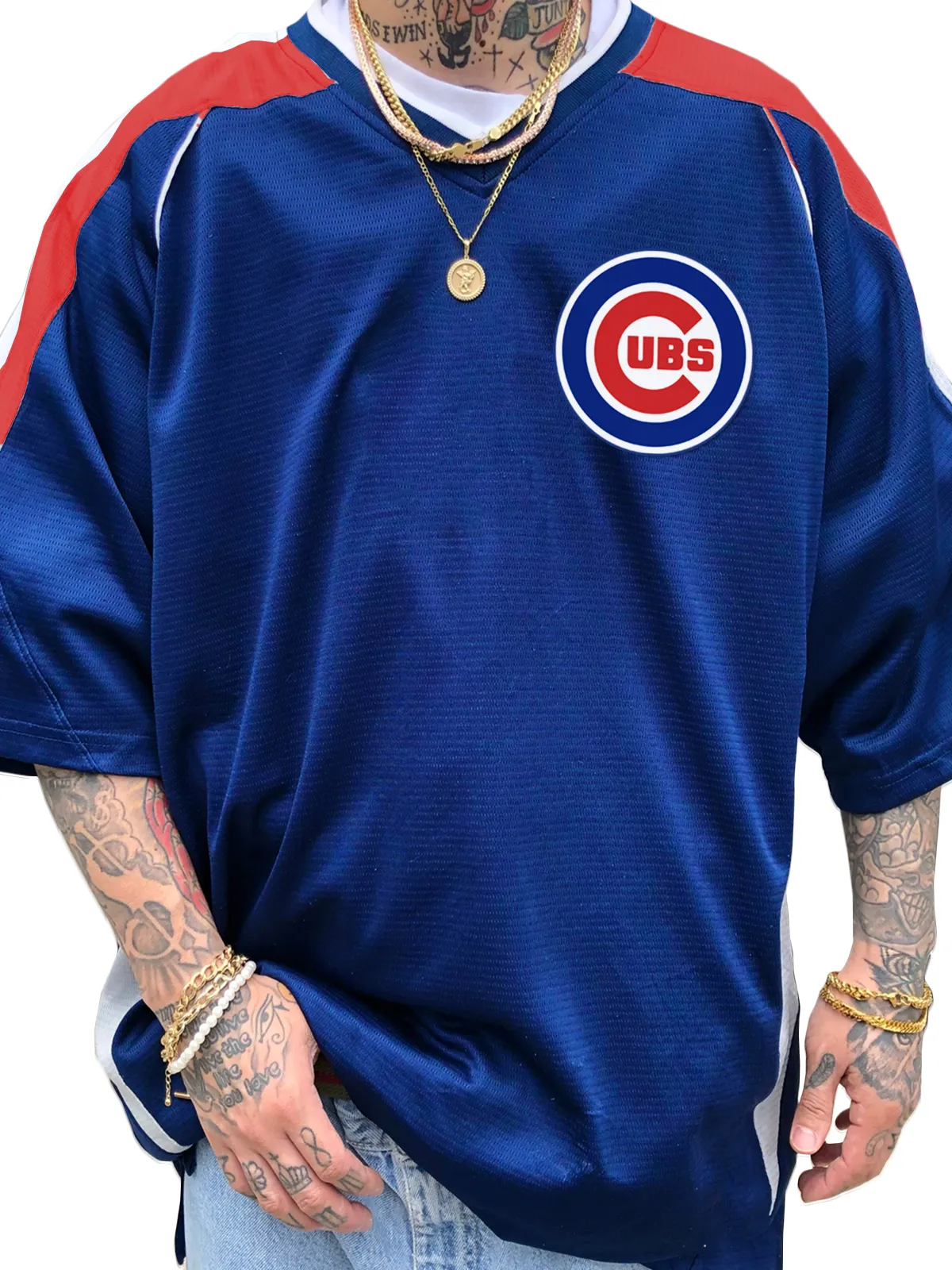Chicago Cubs Short Sleeve V-Neck Jersey Shirt