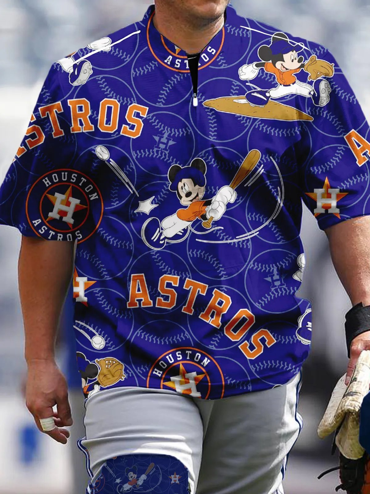 Houston Astros MLB Short Sleeve Zip Sweatshirt