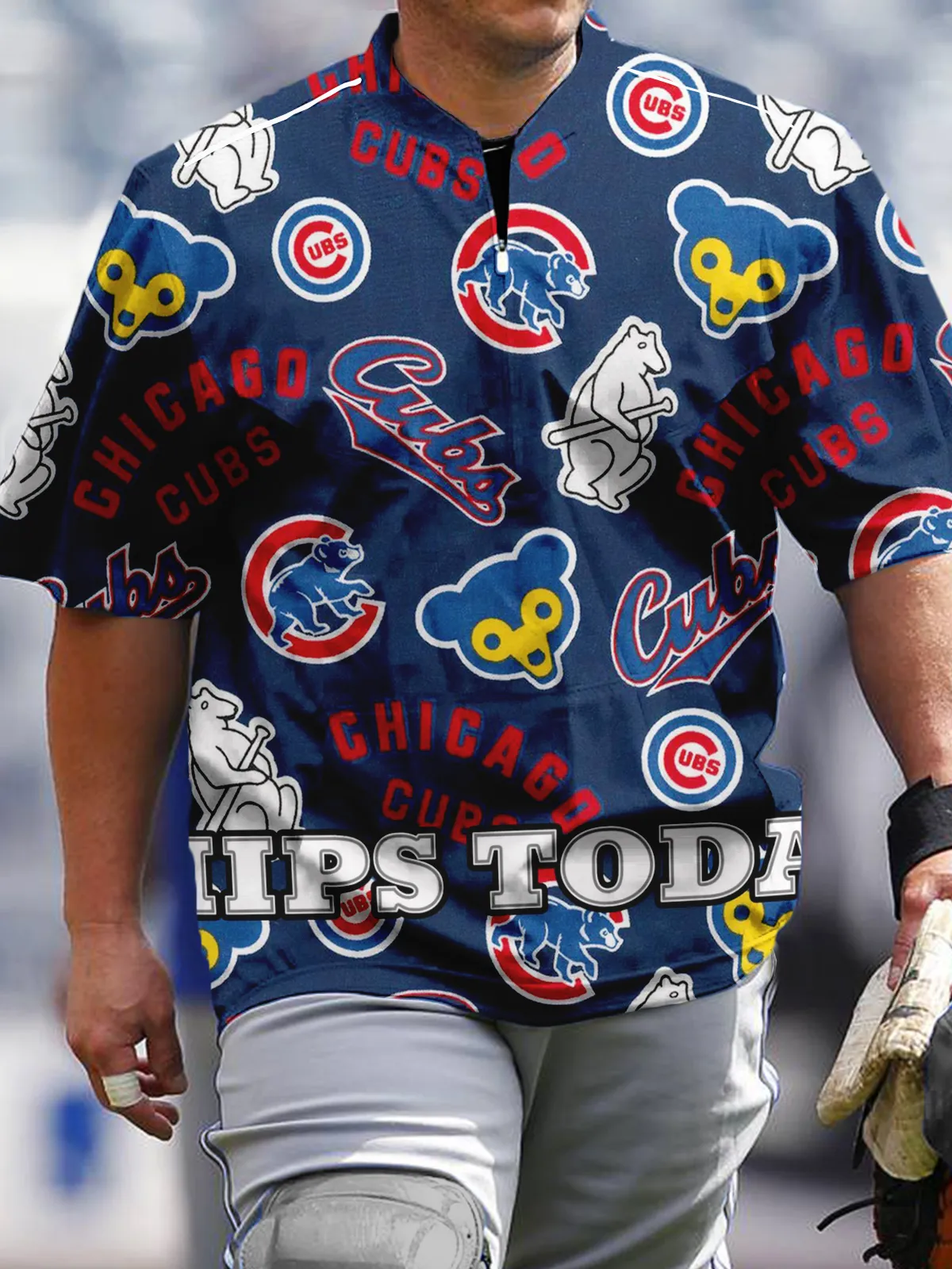 Chicago Cubs MLB Short Sleeve Zip Sweatshirt