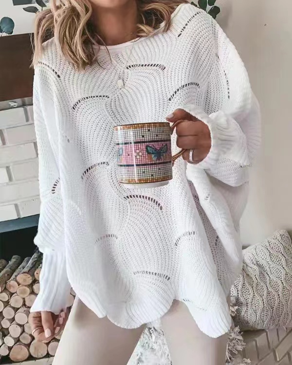 Solid Color Hollow Patchwork Lace Sweaters