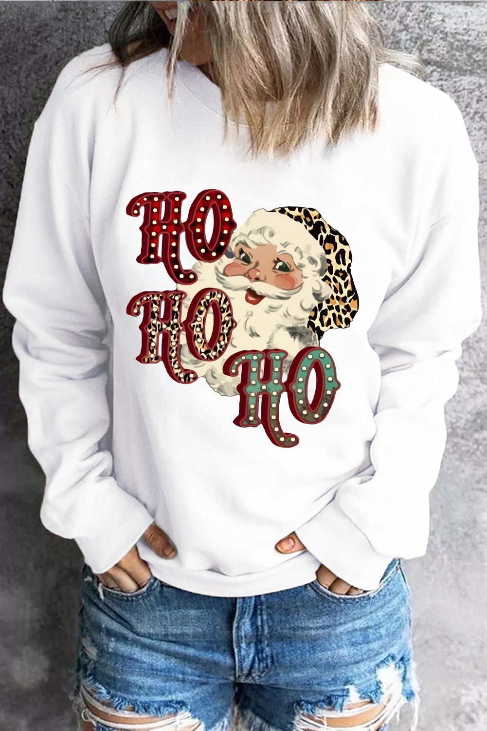 Christmas Santa Claus HOHOHO Letter Shift Casual sweatshirt