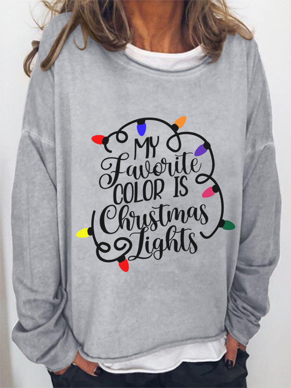 My Favorite Color Is Christmas Light Holiday Crew Neck Shirt
