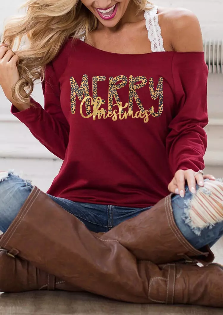 Merry Christmas Off Shoulder Blouse without Lace Strap 
