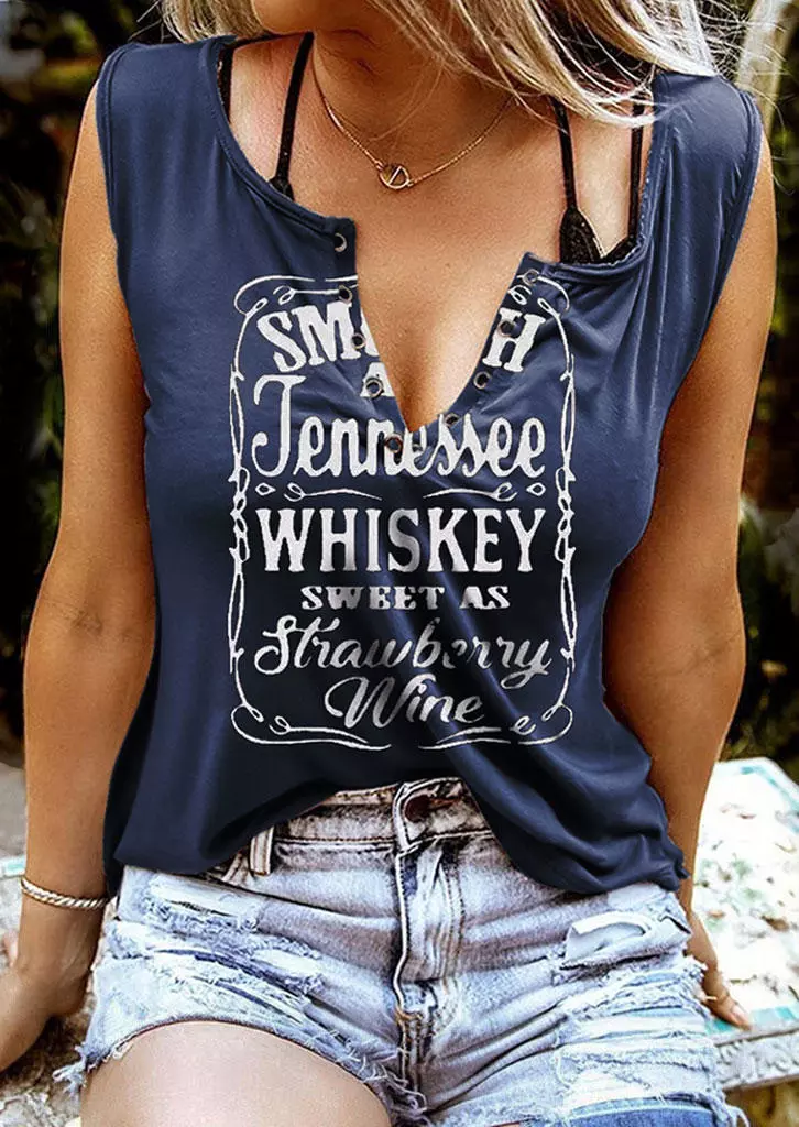 Whiskey Sweet As Strawberry Wine Casual Tank - Blue