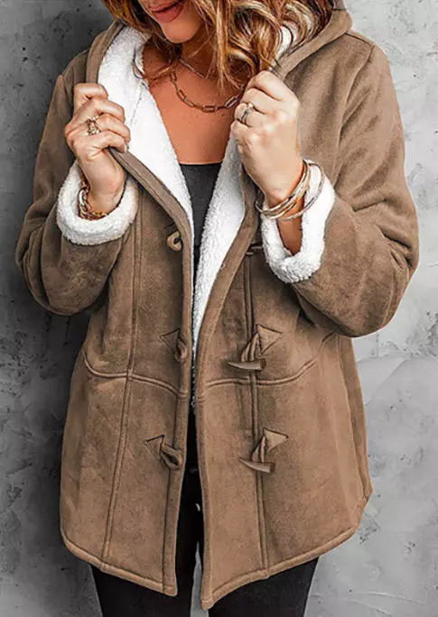 Warm Pocket Long Sleeve Hooded Coat