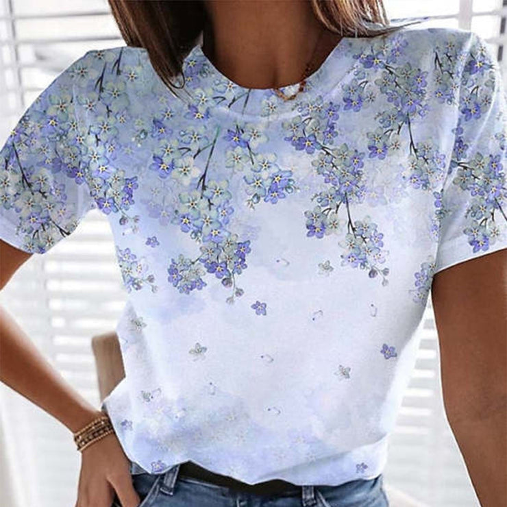 Ombre Lilac Blossom Short Sleeve Round Neck Top