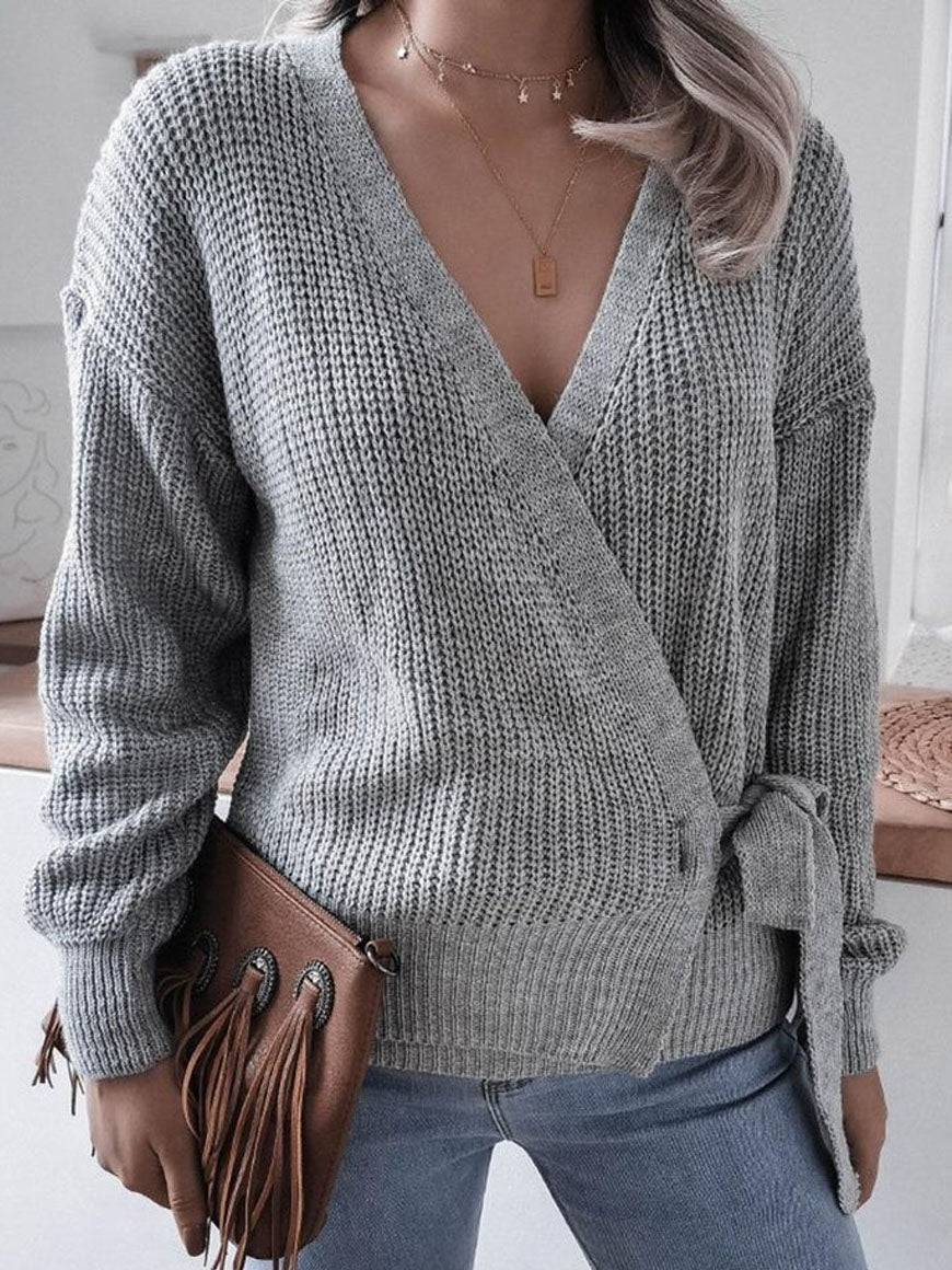 Women's Casual Drop Shoulder Tie Side Sweaters