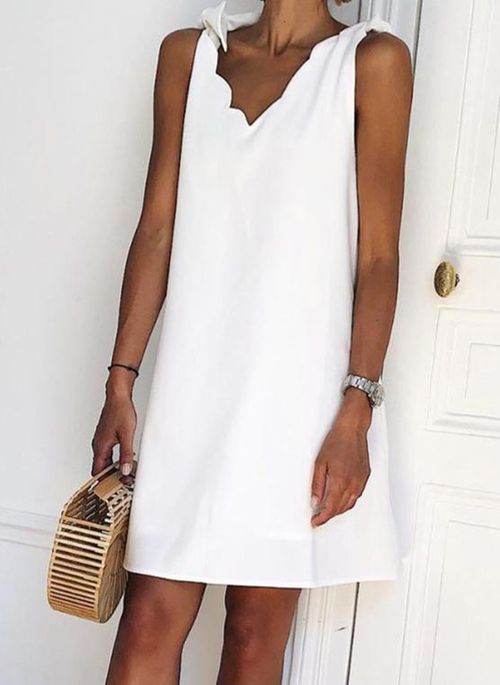 Solid Tunic Camisole Neckline Above Knee Shift Dress