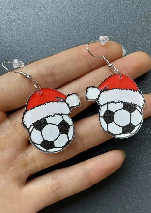 Christmas Hat Soccer Earrings