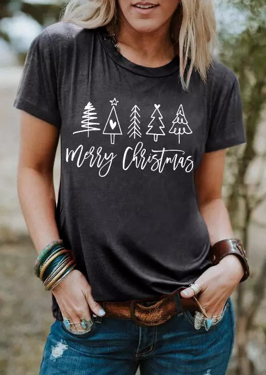 Merry Christmas Tree T-Shirt Tee