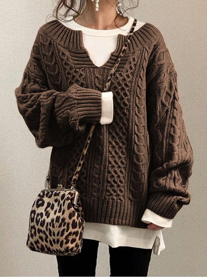Women's Sweater Pullover Jumper Knitted Vintage Style Casual Long Sleeve Long