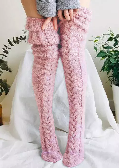 Warm Thigh-High Sockss-Pink
