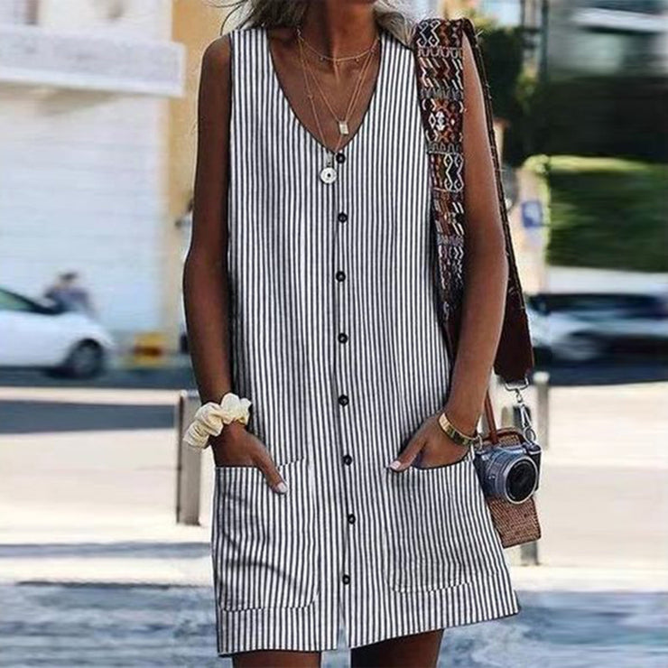 Chic Striped Sleeveless Mini Dress
