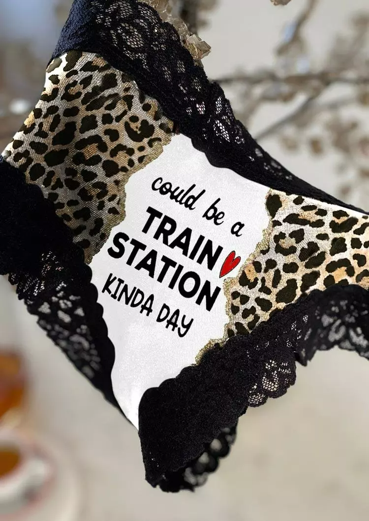 Could Be A Train Station Kinda Day Leopard Lace Splicing Panties