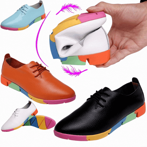 Sapatos de joanete elegantes de couro genu&iacute;no para mulheres