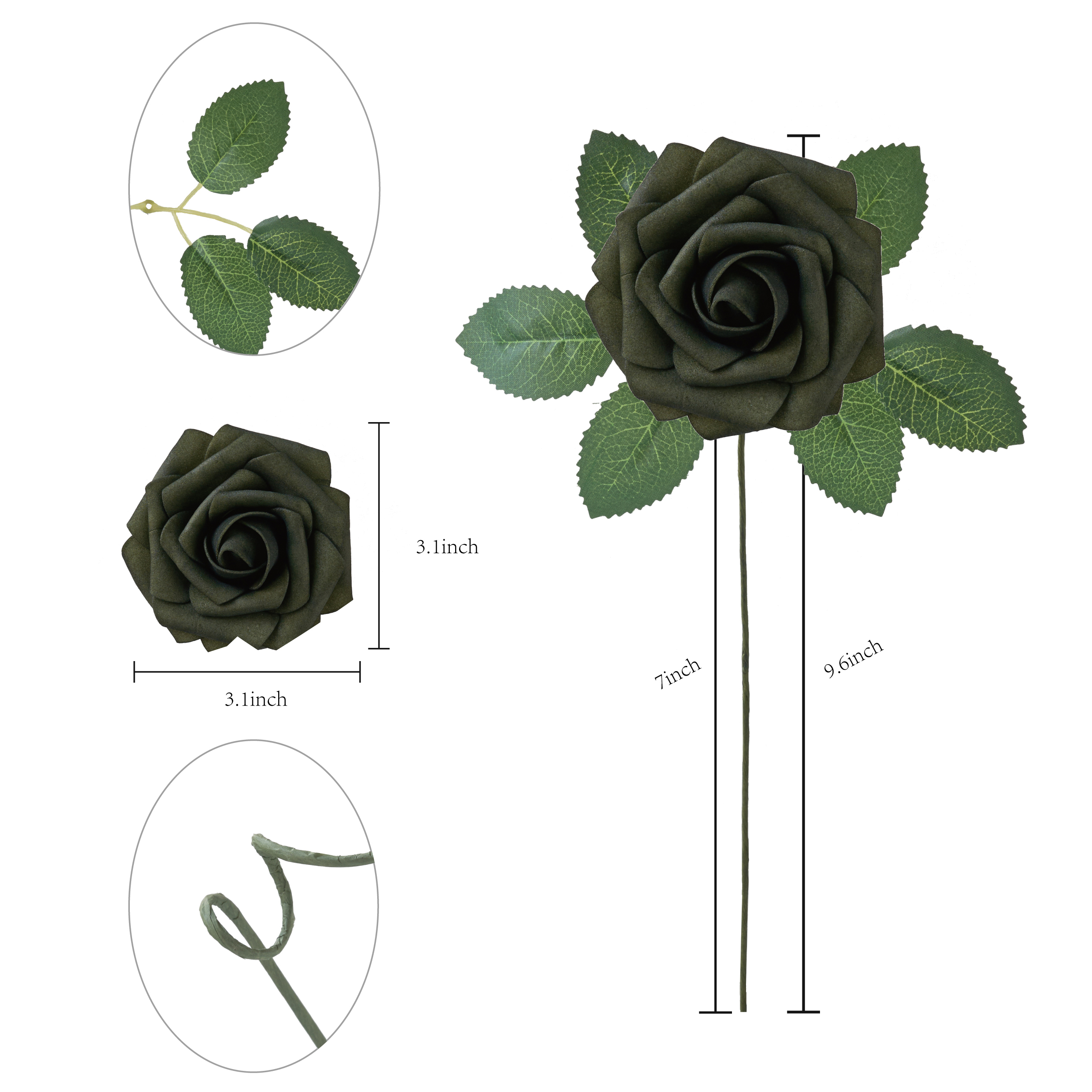 YEEFLORA Artificial Flowers, 25pcs Artificial Artificial Roses for DIY Wedding Bouquet Centerpieces, Lime Green Foam Flowers with Stems, Bridal Shower Party Home Decor