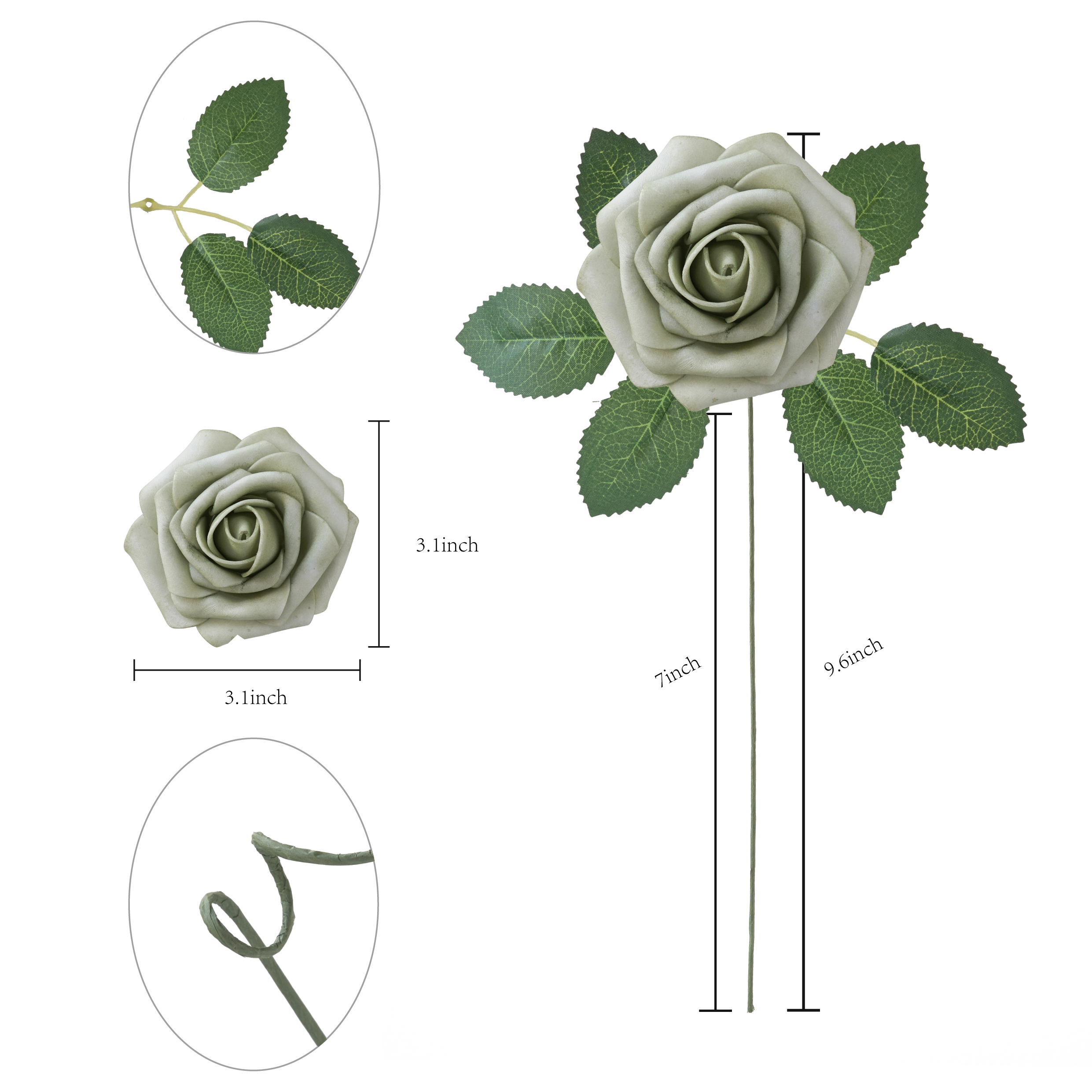 YEEFLORA Artificial Flowers, 25pcs Artificial Artificial Roses for DIY Wedding Bouquet Centerpieces, Lime Green Foam Flowers with Stems, Bridal Shower Party Home Decor