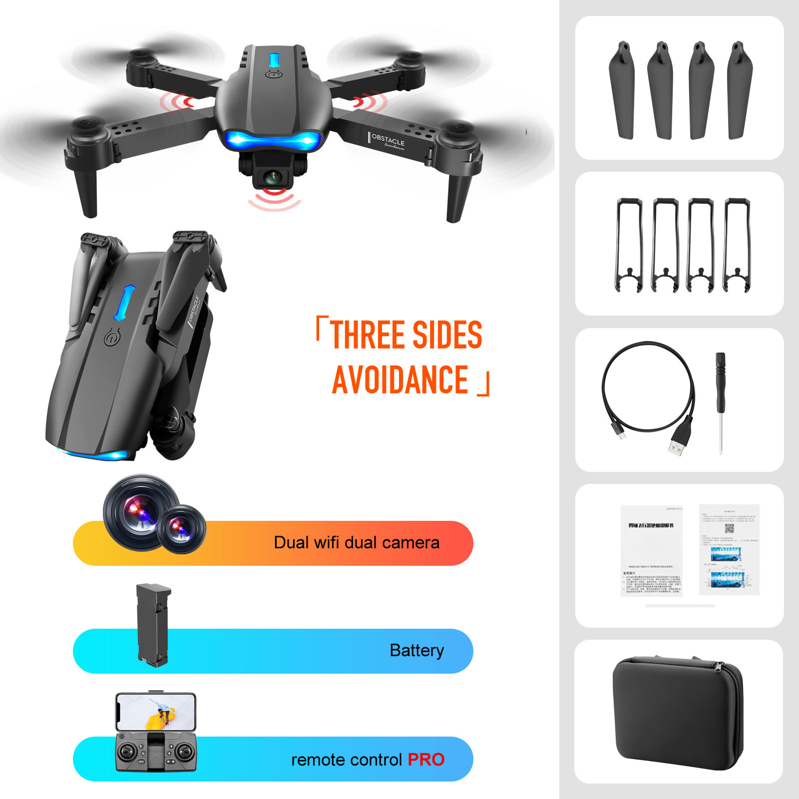 😍Order today and get a spare battery😍-Folding UAV HD 4K Dual Camera Aerial Shooting Remote Control Aircraft