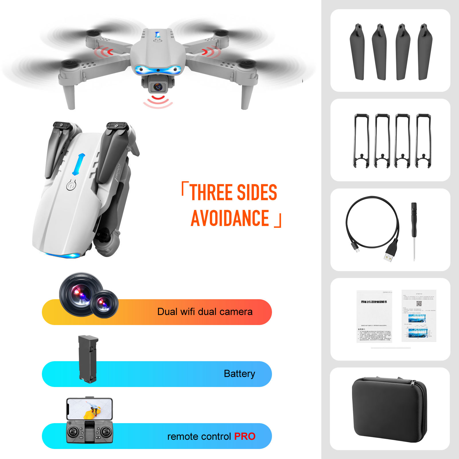 😍Order today and get a spare battery😍-Folding UAV HD 4K Dual Camera Aerial Shooting Remote Control Aircraft