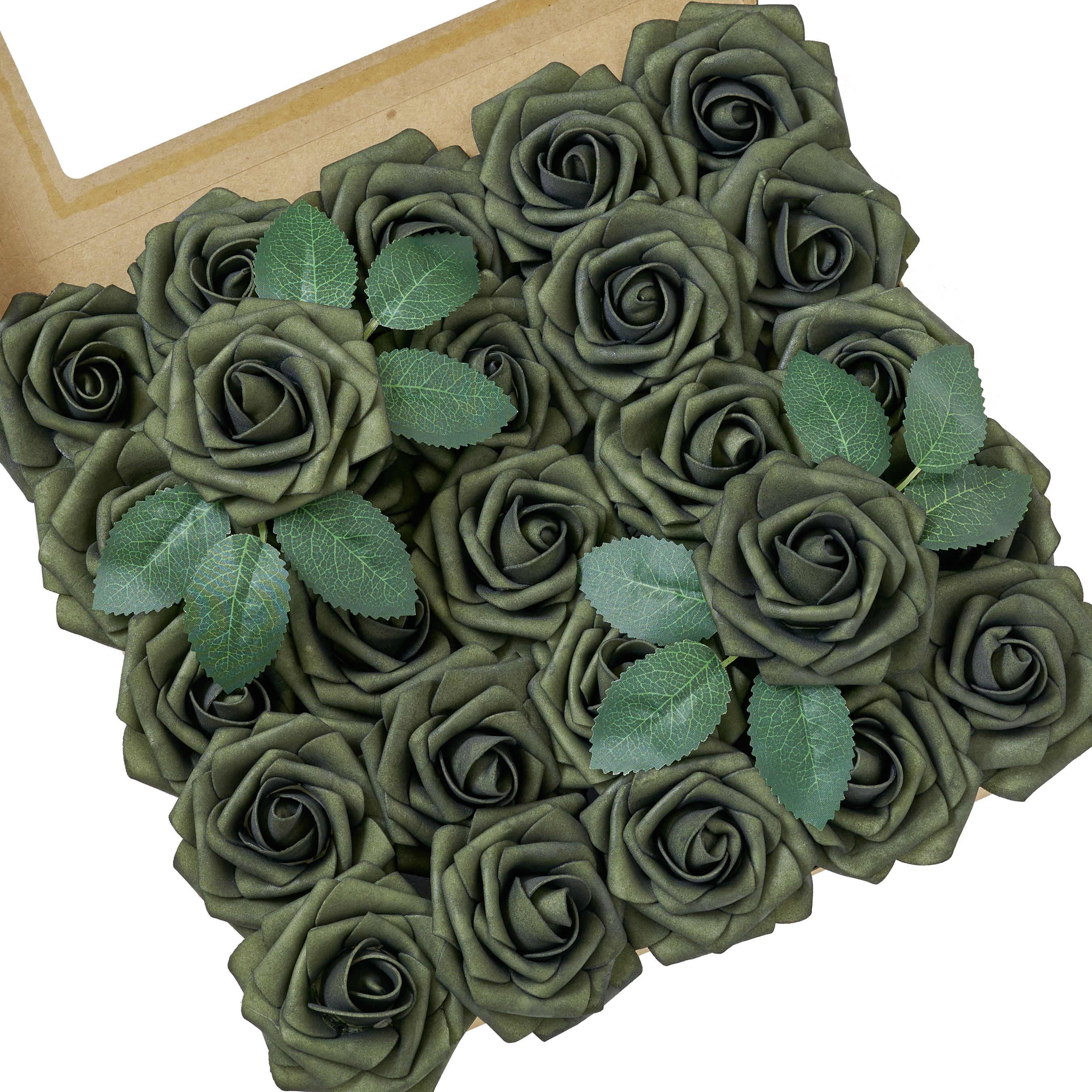 YEEFLORA Artificial Flowers, 25pcs Artificial Artificial Roses for DIY Wedding Bouquet Centerpieces, Lime Green Foam Flowers with Stems, Bridal Shower Party Home Decor
