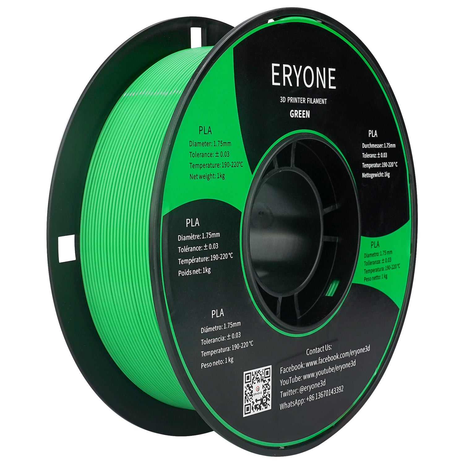 ERYONE PLA 3D Printer Filament 1.75mm, Dimensional Accuracy +/- 0.05 m