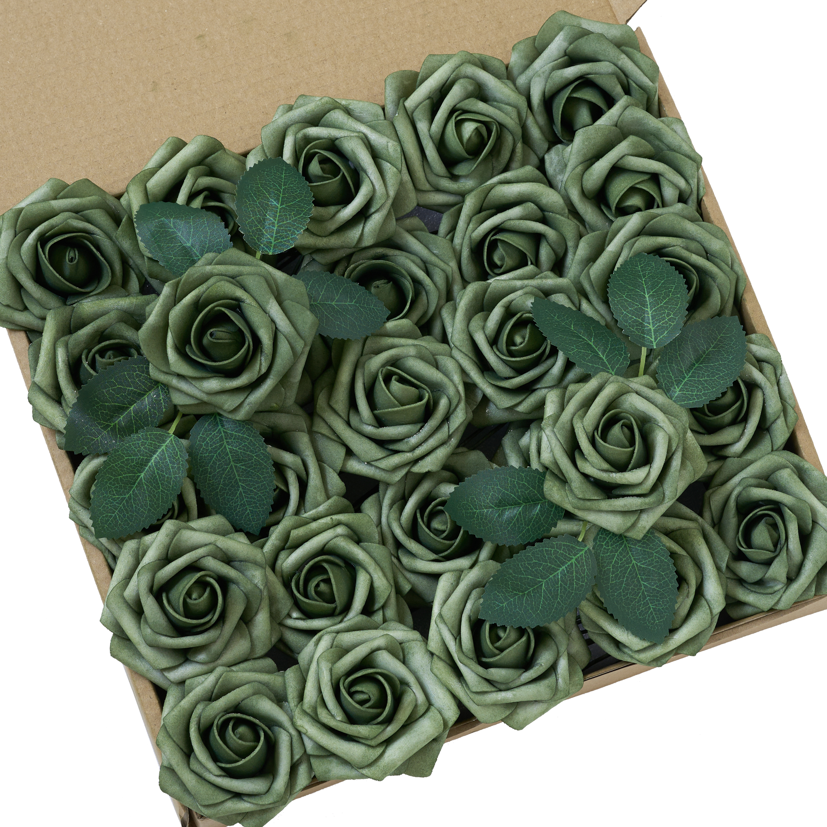 YEEFLORA Artificial Flowers, 25pcs Artificial Artificial Roses for DIY Wedding Bouquet Centerpieces, Lime Green Foam Flowers with Stems, Bridal Shower Party Home Decor