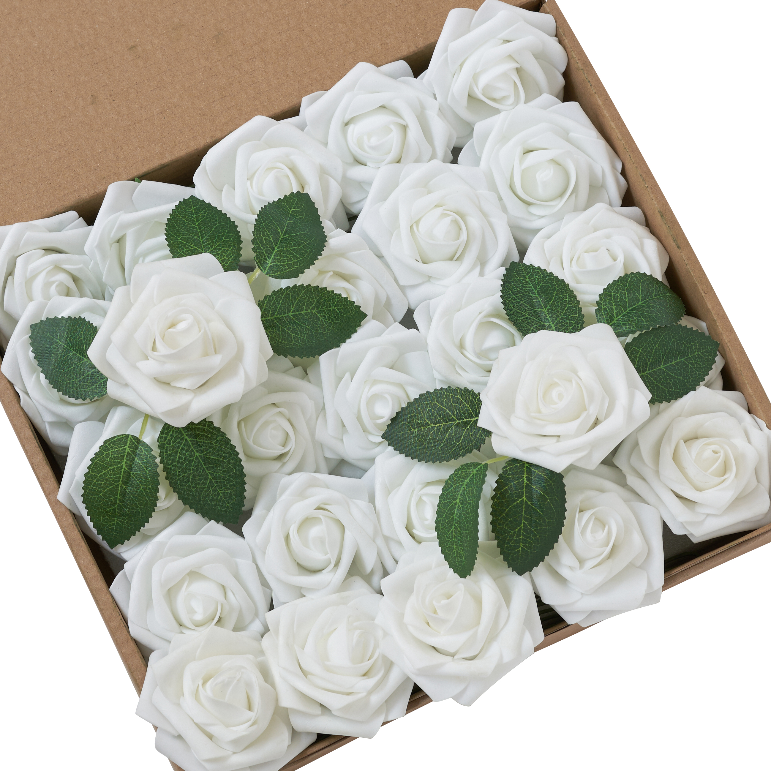 YEEFLORA Artificial Flowers, 25pcs Artificial Artificial Roses for DIY Wedding Bouquet Centerpieces, Lime Green Foam Flowers with Stems, Bridal Shower Party Home Decor