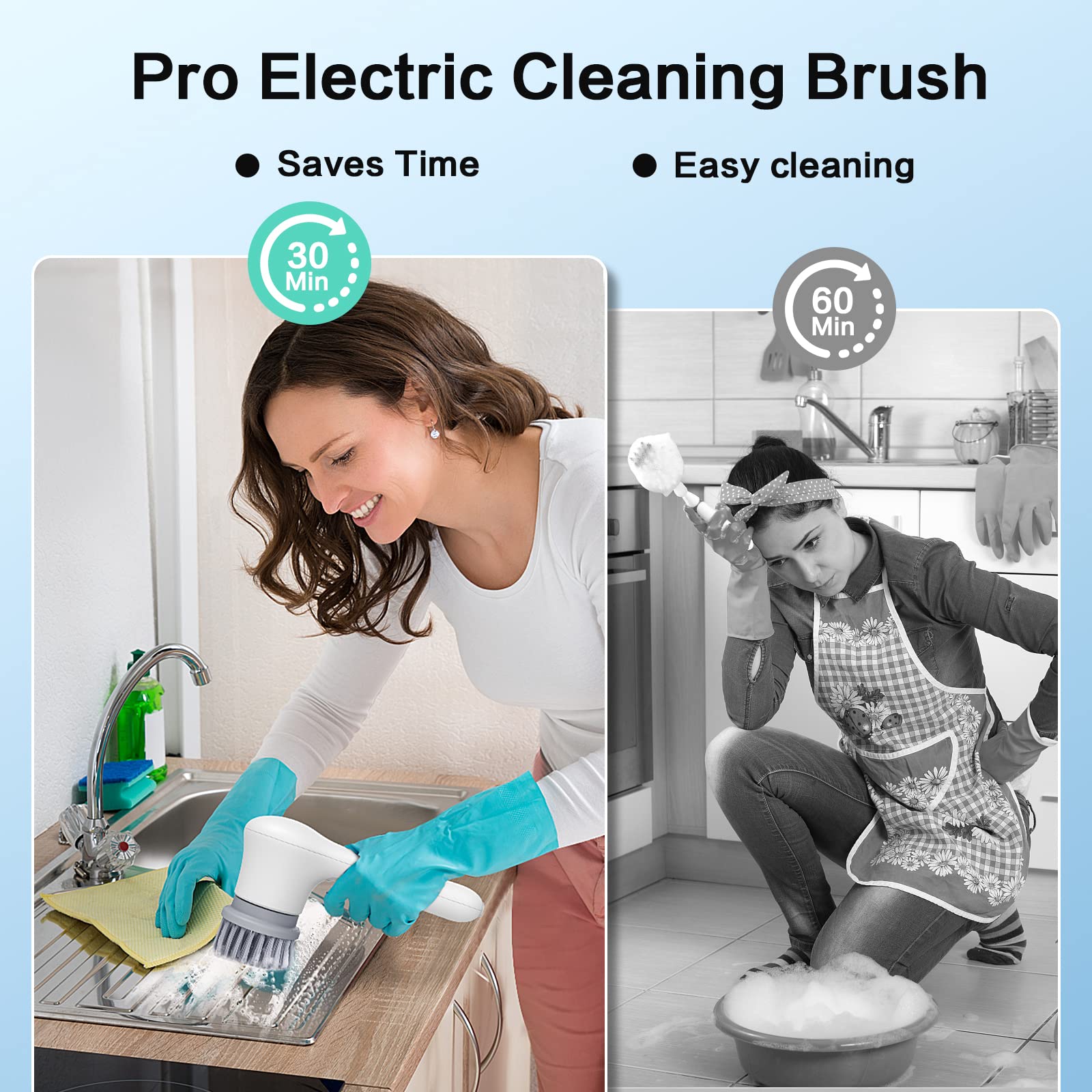 Electric Spin Scrubber - Cordless Power Scrubber Cleaning Brush