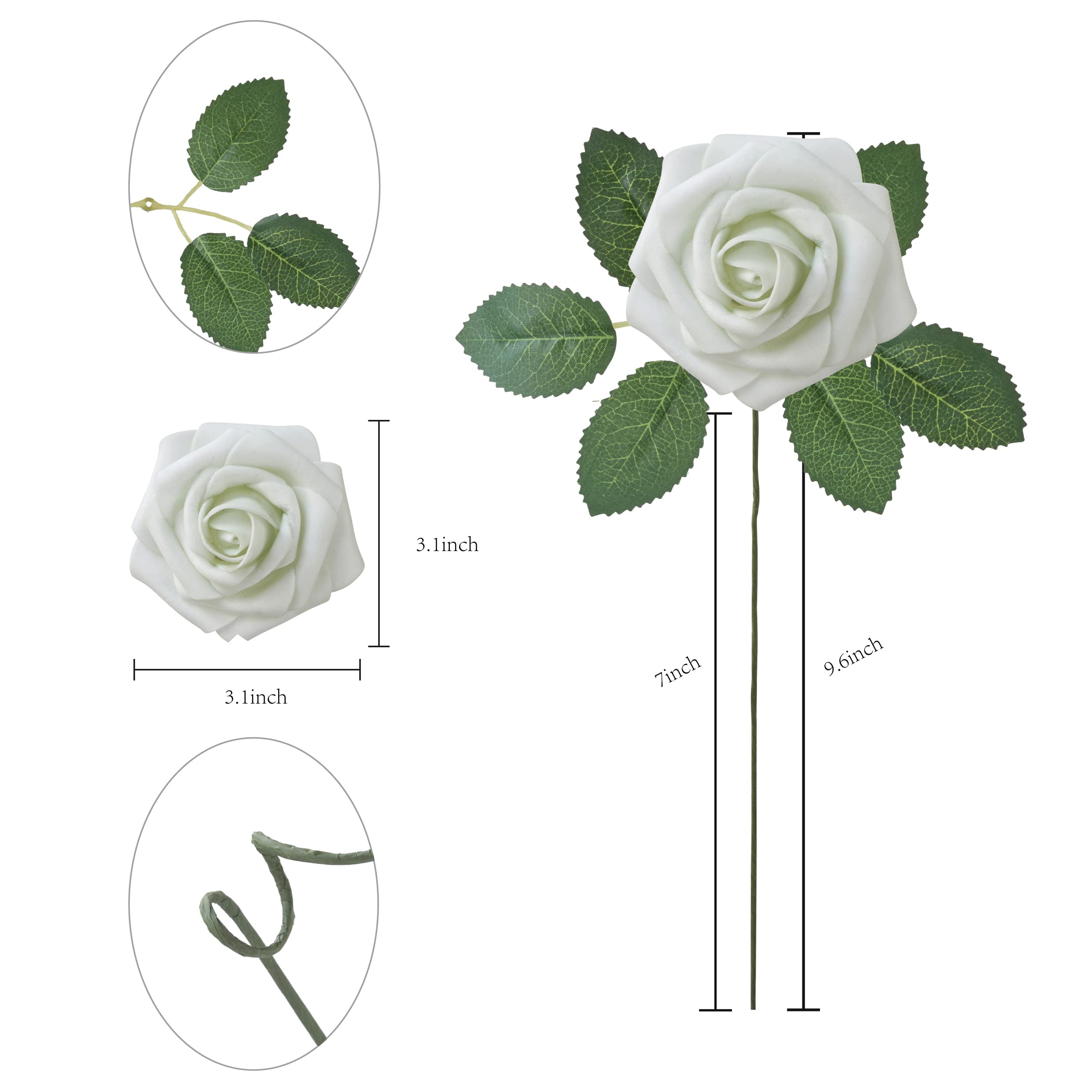 Artificial Flowers, 25pcs Realistic Artificial Rose DIY 